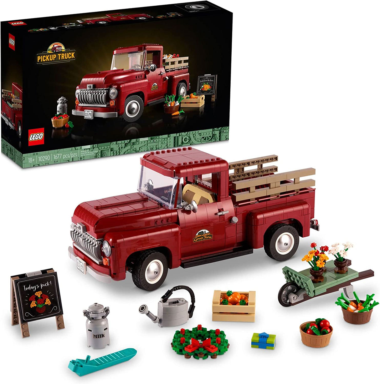 LEGO Icons Pickup Truck 10290 Set de construcción para adultos (1677 piezas)