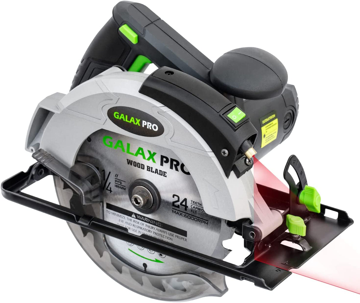 Sierra circular con cable GALAX PRO 12A 5500RPM con hoja de sierra circular de 7-1/4" y guía láser Profundidad máxima de corte 2.45" (90°), 1.81" (45°) para cortar madera y troncos - DIGVICE MX