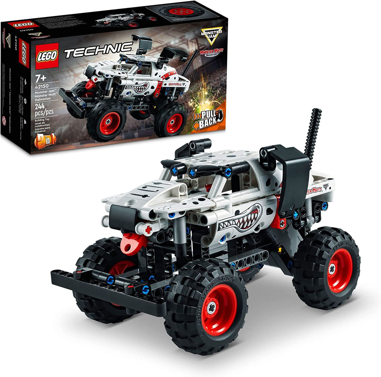 LEGO Technic Monster Jam Monster Mutt Dalmatian 42150 Juego de juguetes de construcción 2 en 1 para niños, niños y niñas a partir de 7 años (244 piezas)