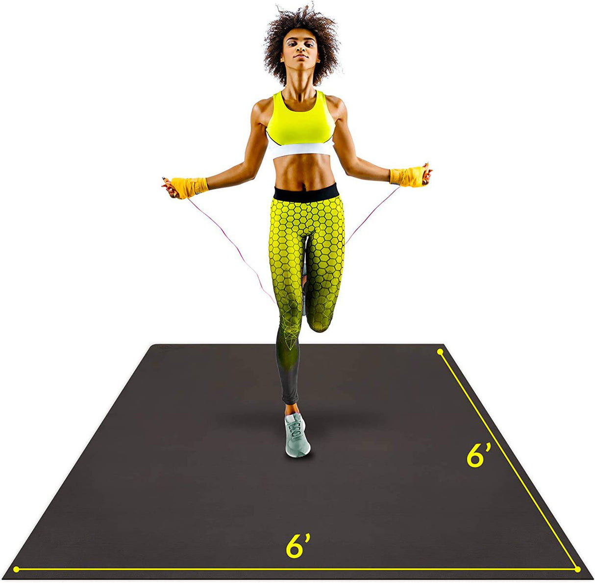 AG ACTIVEGEAR - Colchoneta de ejercicio grande 6'x6'x7mm | Alfombrilla de entrenamiento para el hogar | Alfombrillas de goma antideslizantes, gruesas y de alta densidad para hacer ejercicio en casa | Tamaño cuadrado ancho