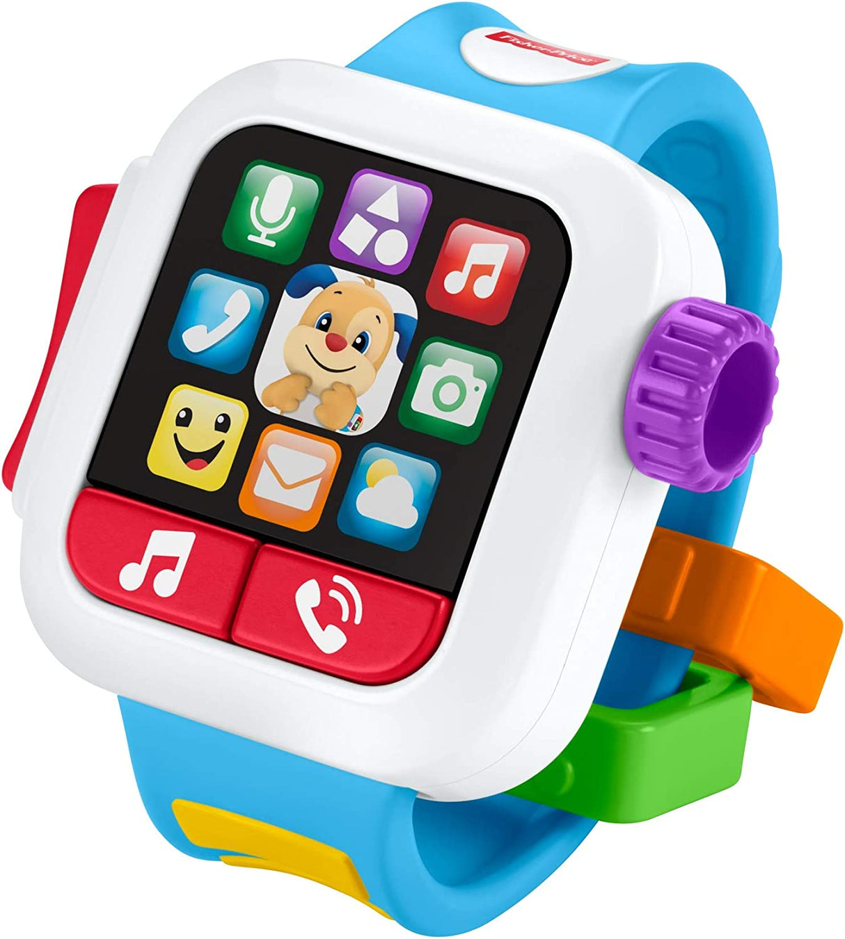 Fisher-Price Laugh & Learn Time to Learn Smartwatch, juguete de juego de roles temprano con música y luces para bebés y niños pequeños - GJW17