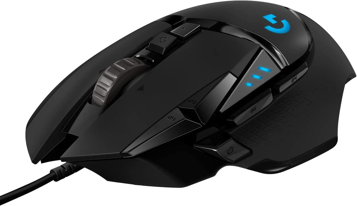 Logitech G502 HERO - Ratón para juegos con cable de alto rendimiento, sensor HERO 25K, 25 600 DPI, RGB, pesos ajustables, 11 botones programables, memoria integrada, PC/Mac