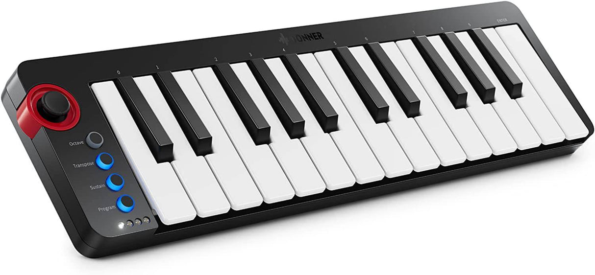 Donner - Controlador de teclado MIDI USB de 25 teclas, Donner N-25 con teclas sensibles a la velocidad y balancín iluminado para iPhone, iPad, Mac y PC, teclado MIDI portátil pequeño