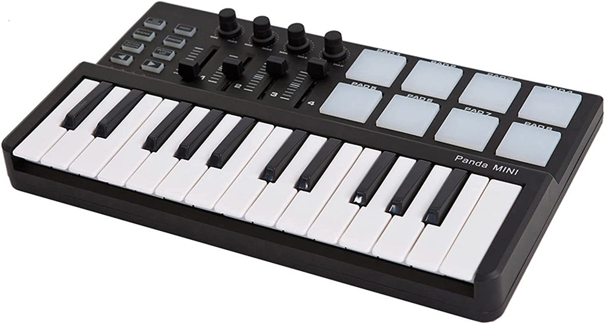 Ebriche mini controlador MIDI, mini teclado USB portátil de 25 teclas y controlador MIDI Drum Pad