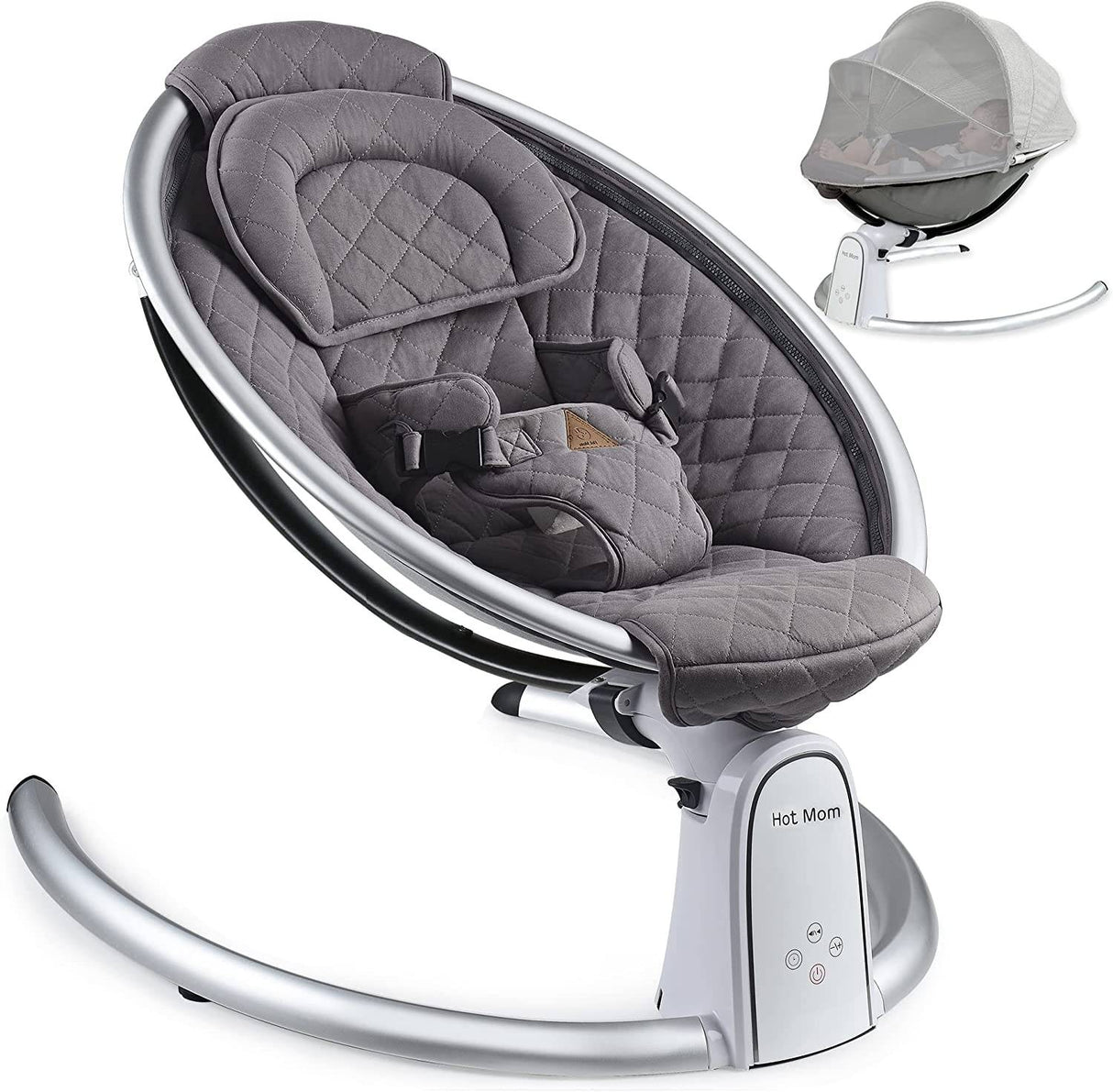 Hot Mom Baby Swing Bluetooth e inteligencia Timing Electric Baby Rocker Múltiples engranajes Ajuste del asiento Silla de bebé (Gris oscuro) - DIGVICE MX