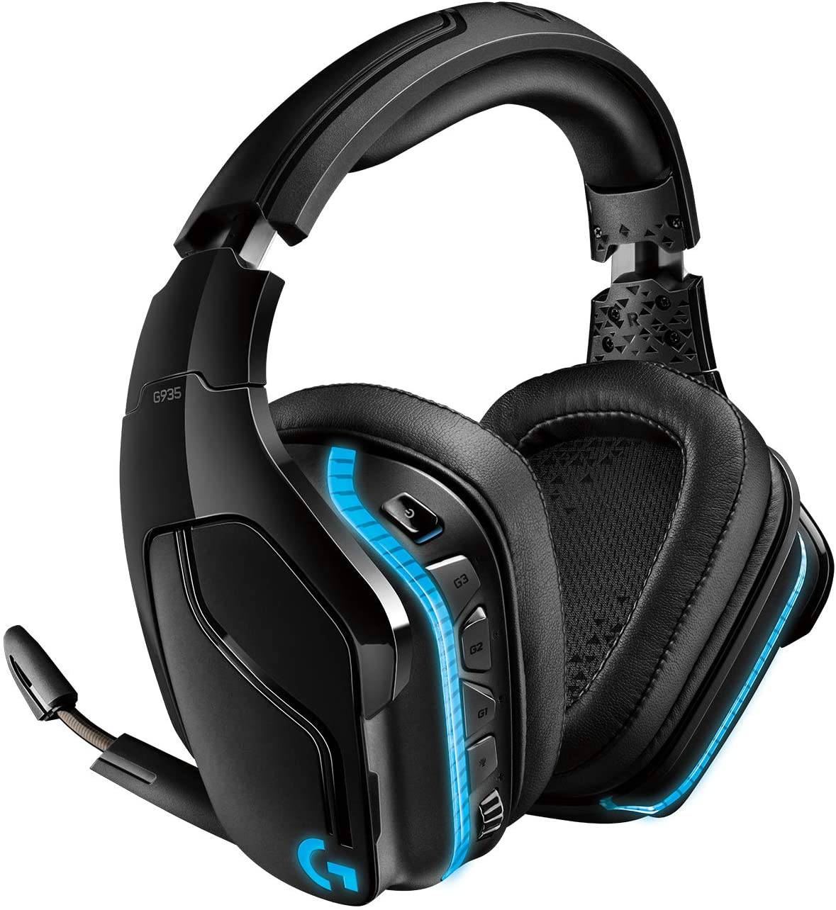 Logitech G935 Wireless DTS:X 7.1 Surround Sound LIGHTSYNC RGB Auriculares para juegos de PC - Negro/Azul