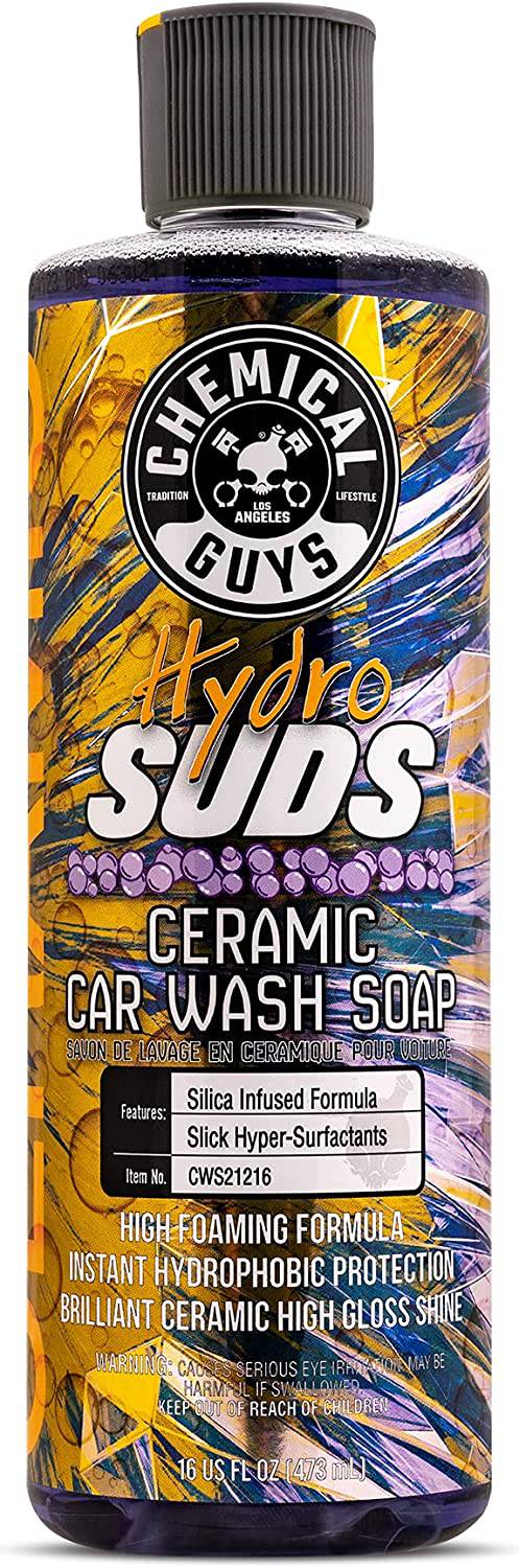 Chemical Guys CWS21216 HydroSuds Ceramic SiO2 Shine Jabón de lavado de autos de alta espuma (funciona con cañones de espuma, pistolas de espuma o lavados de cubos) 16 fl oz, aroma a bayas