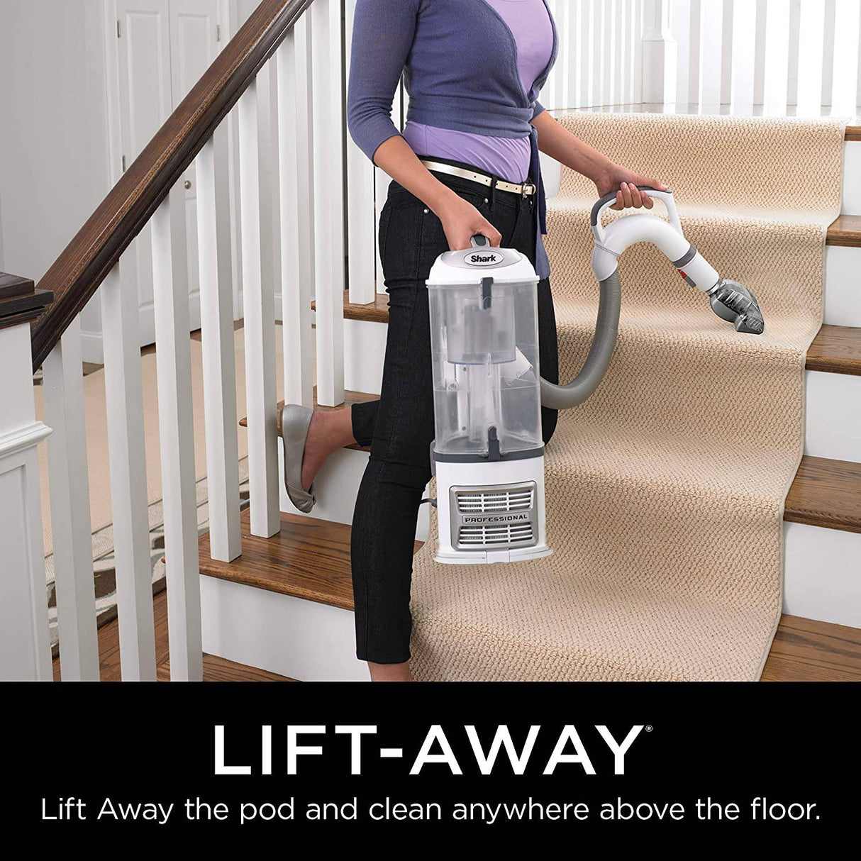 Shark NV356E S2 Navigator Lift-Away Aspiradora vertical profesional con cepillo eléctrico para mascotas y herramienta para hendiduras, blanco/plateado - DIGVICE MX