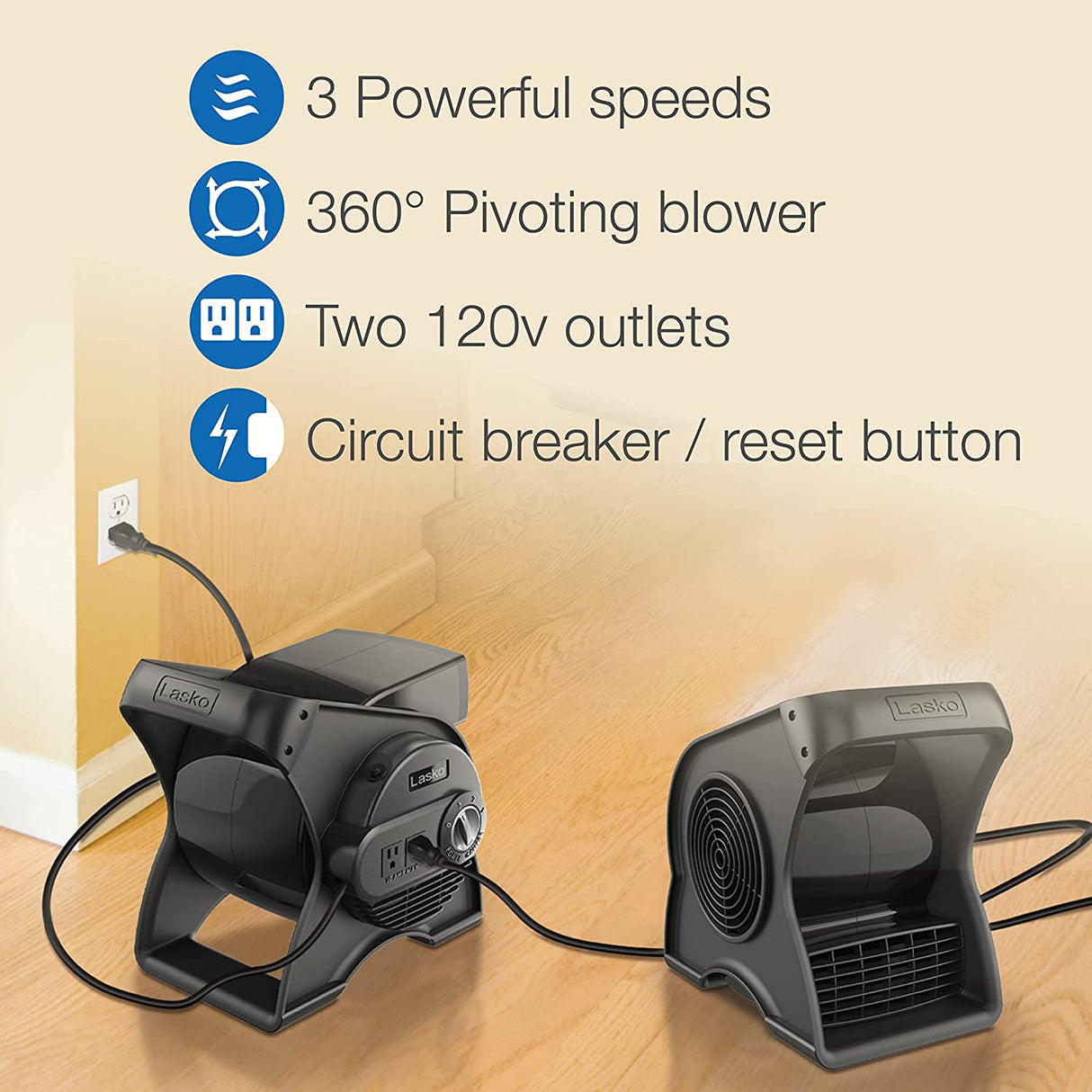 Ventilador utilitario pivotante profesional de alta velocidad Lasko U12104