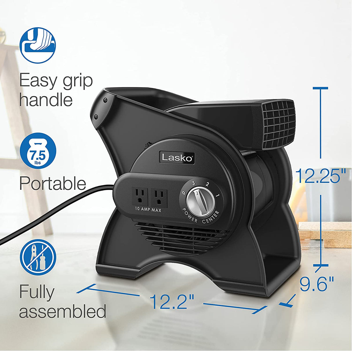 Ventilador utilitario pivotante profesional de alta velocidad Lasko U12104