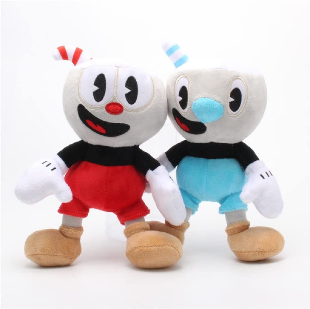 Cuphead Plush Mugman Game Doll Toys 9.8 Rojo + Azul