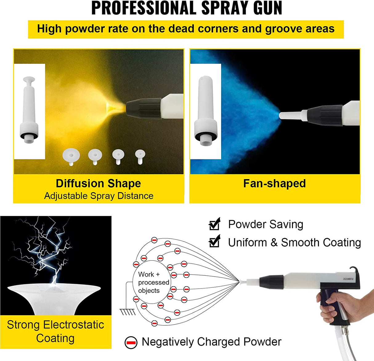 Máquina de recubrimiento en polvo electrostático Mophorn 50W 45L con pistola de pulverización