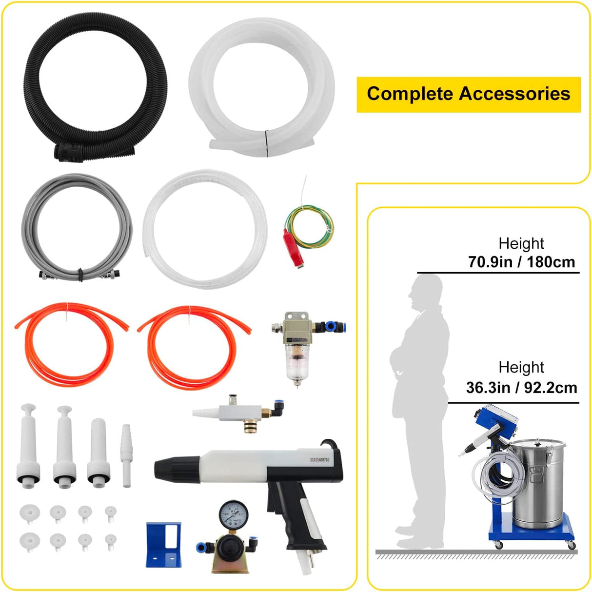 Máquina de recubrimiento en polvo electrostático Mophorn 50W 45L con pistola de pulverización