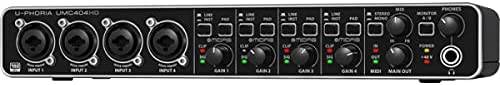 Behringer U-PHORIA UMC404HD Audiophile 4x4, interfaz de audio/MIDI USB de 24 bits/192 kHz con preamplificadores de micrófono Midas