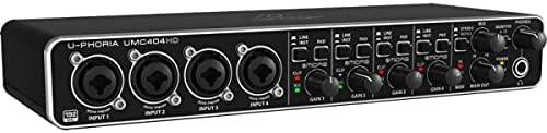 Behringer U-PHORIA UMC404HD Audiophile 4x4, interfaz de audio/MIDI USB de 24 bits/192 kHz con preamplificadores de micrófono Midas