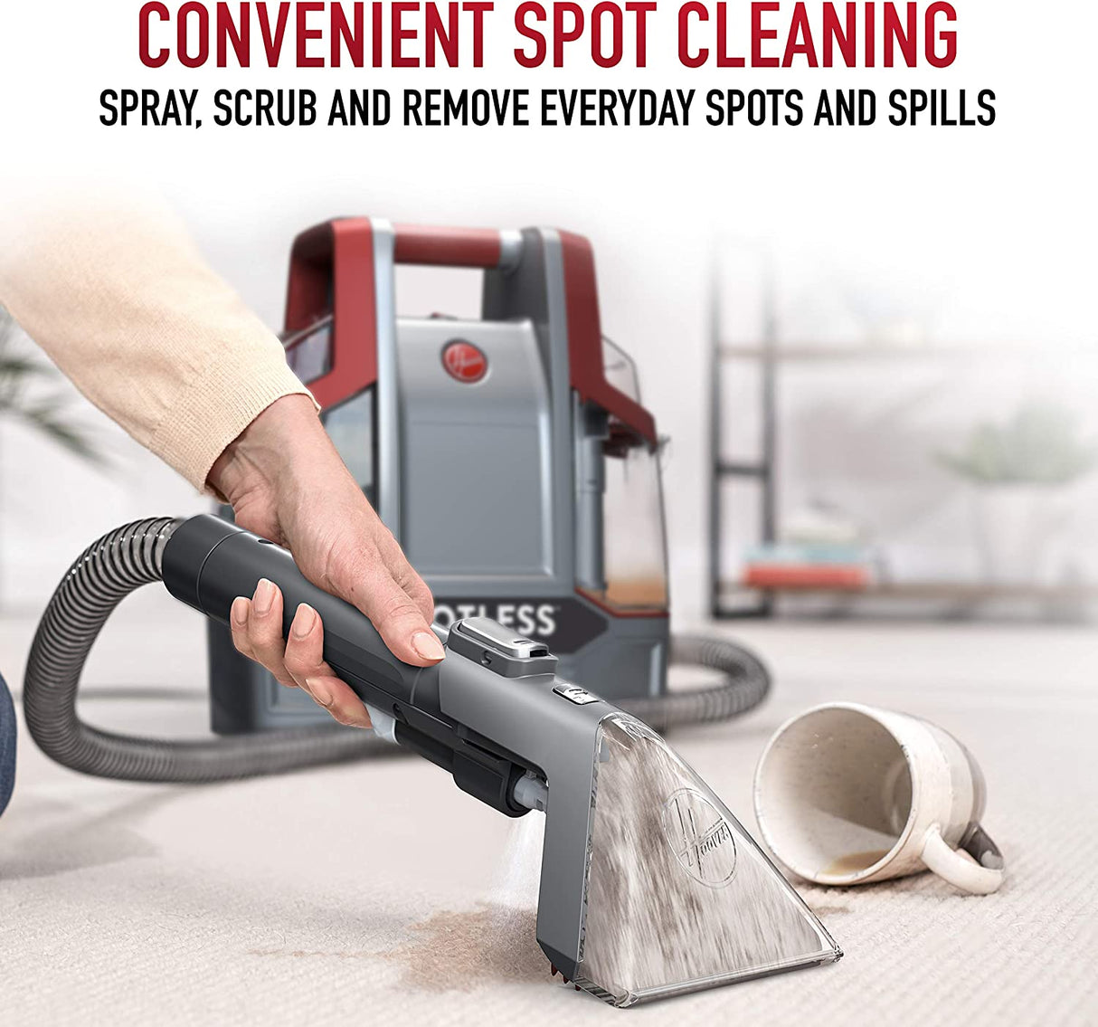 Hoover Spotless - Limpiador portátil para alfombras y tapicería, FH11300PC, rojo