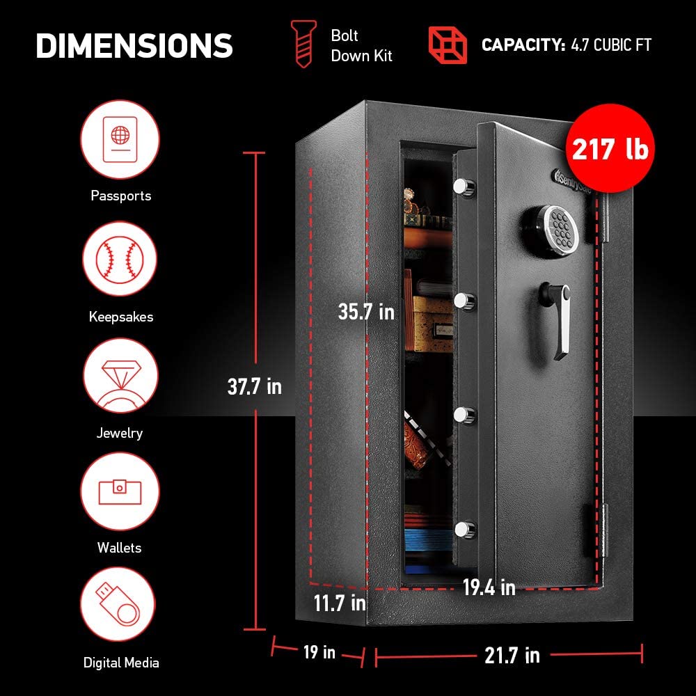 Sentrysafe Ef4738e Caja fuerte impermeable ignífuga negra