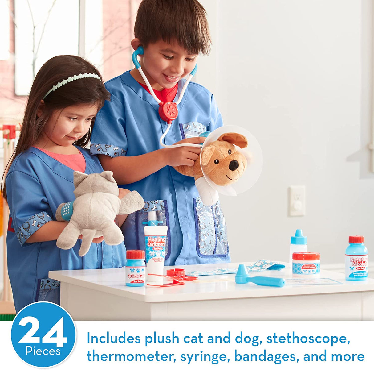 Melissa & Doug Examine And Treat Pet Vet Play Set 24 Piezas 8520