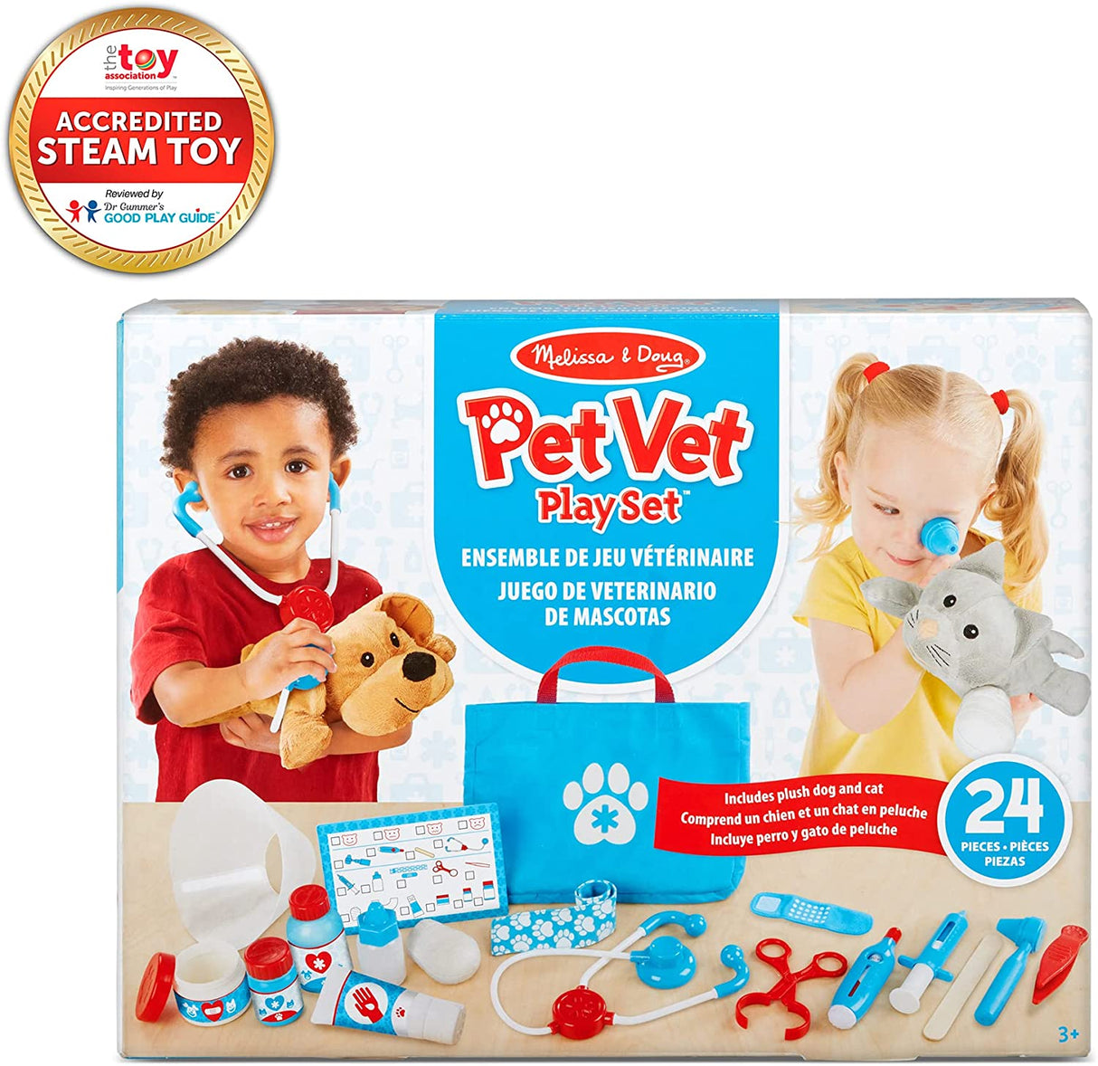 Melissa & Doug Examine And Treat Pet Vet Play Set 24 Piezas 8520