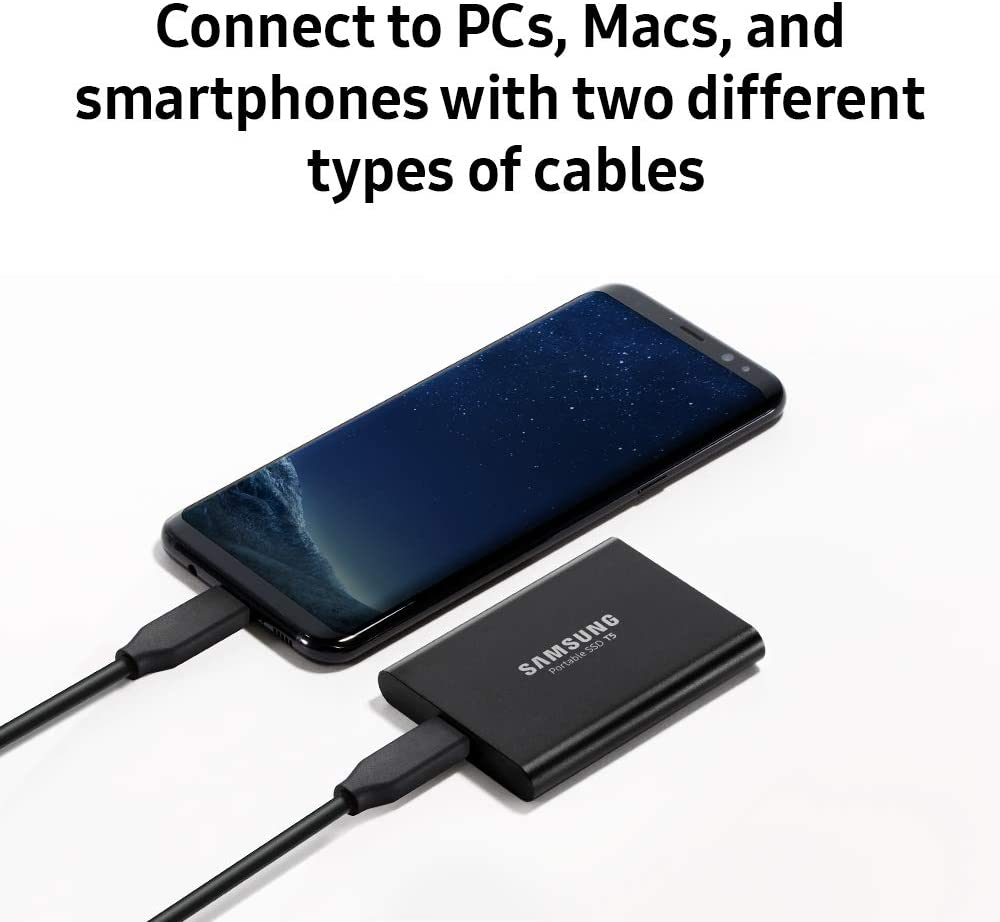 SAMSUNG T5 SSD portátil 1TB - Hasta 540MB/s - Unidad externa de estado sólido USB 3.1, negra (MU-PA1T0B/AM)