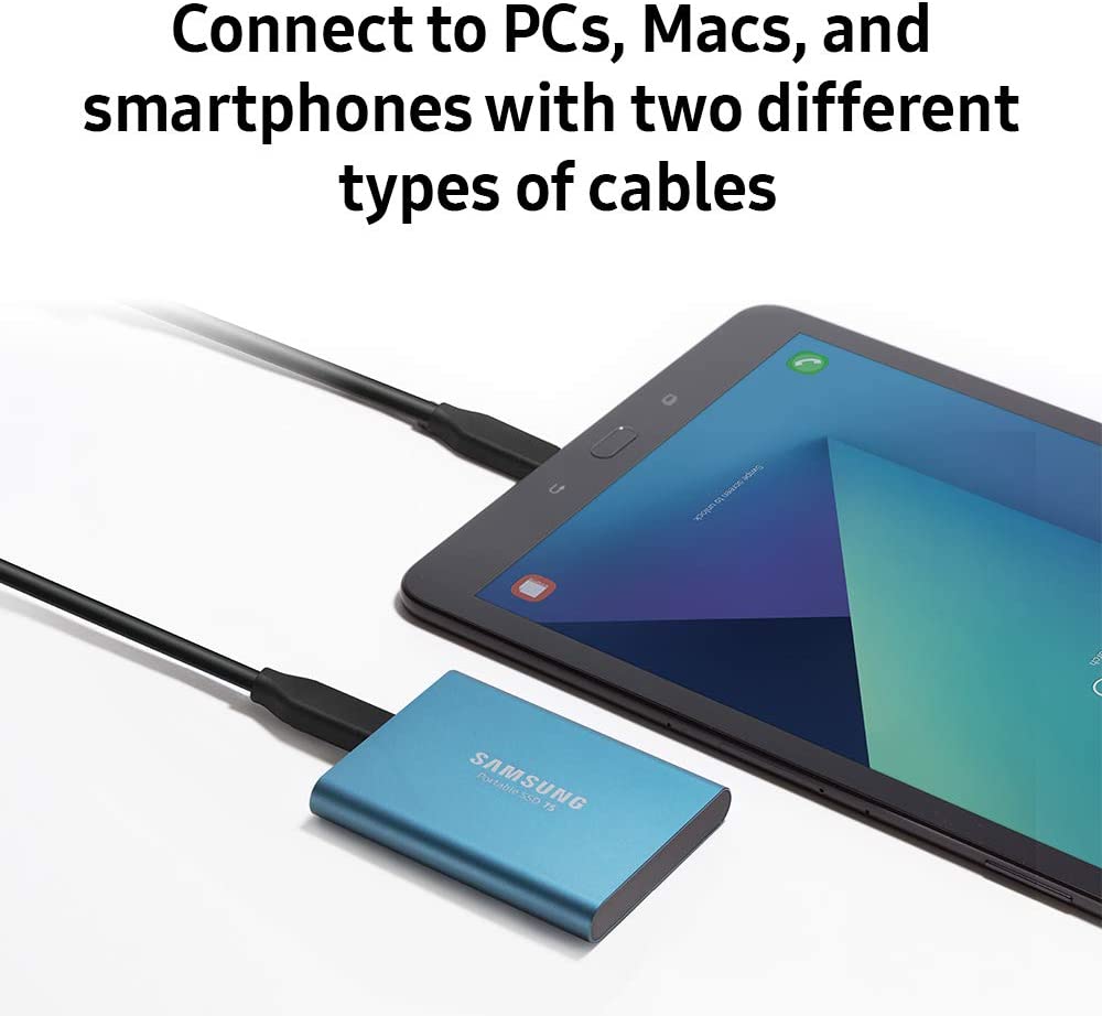 SAMSUNG T5 SSD portátil 1TB - Hasta 540MB/s - Unidad externa de estado sólido USB 3.1, negra (MU-PA1T0B/AM)