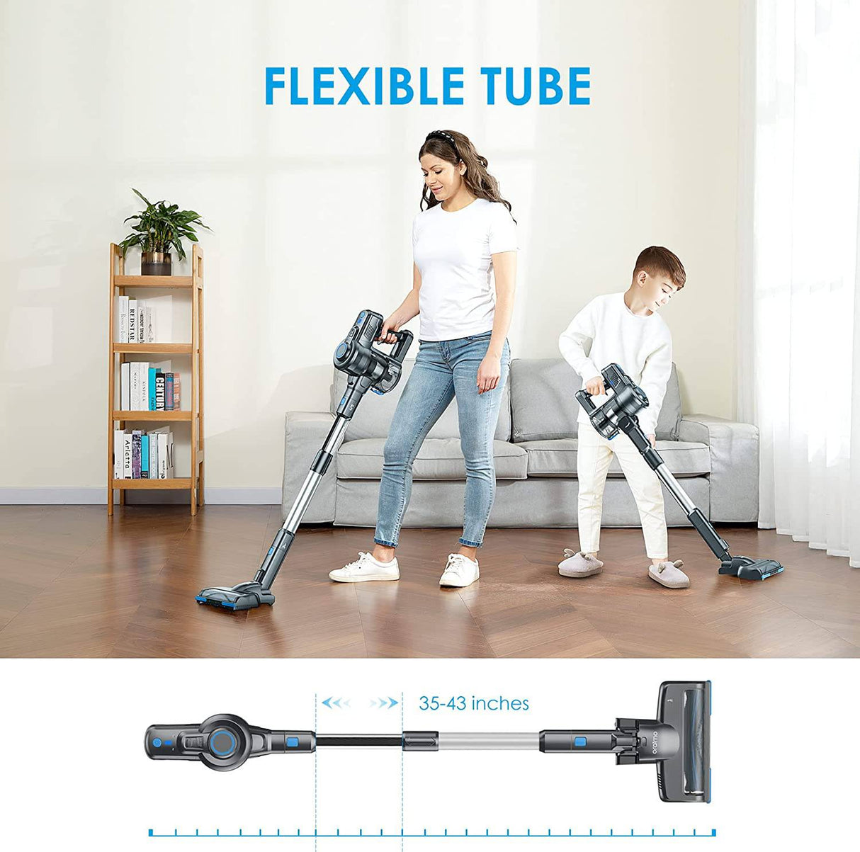 Aspiradora Oraimo Stick, aspiradora inalámbrica con autosoporte, aspiradora inalámbrica con batería desmontable de 35 minutos de funcionamiento, aspiradora liviana 4 en 1 con LED para piso de madera dura, alfombra, baldosas de mármol - DIGVICE MX