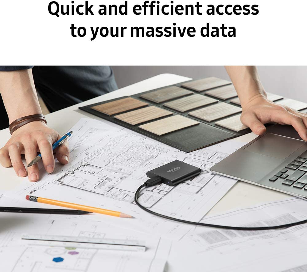 SAMSUNG T5 SSD portátil 1TB - Hasta 540MB/s - Unidad externa de estado sólido USB 3.1, negra (MU-PA1T0B/AM)