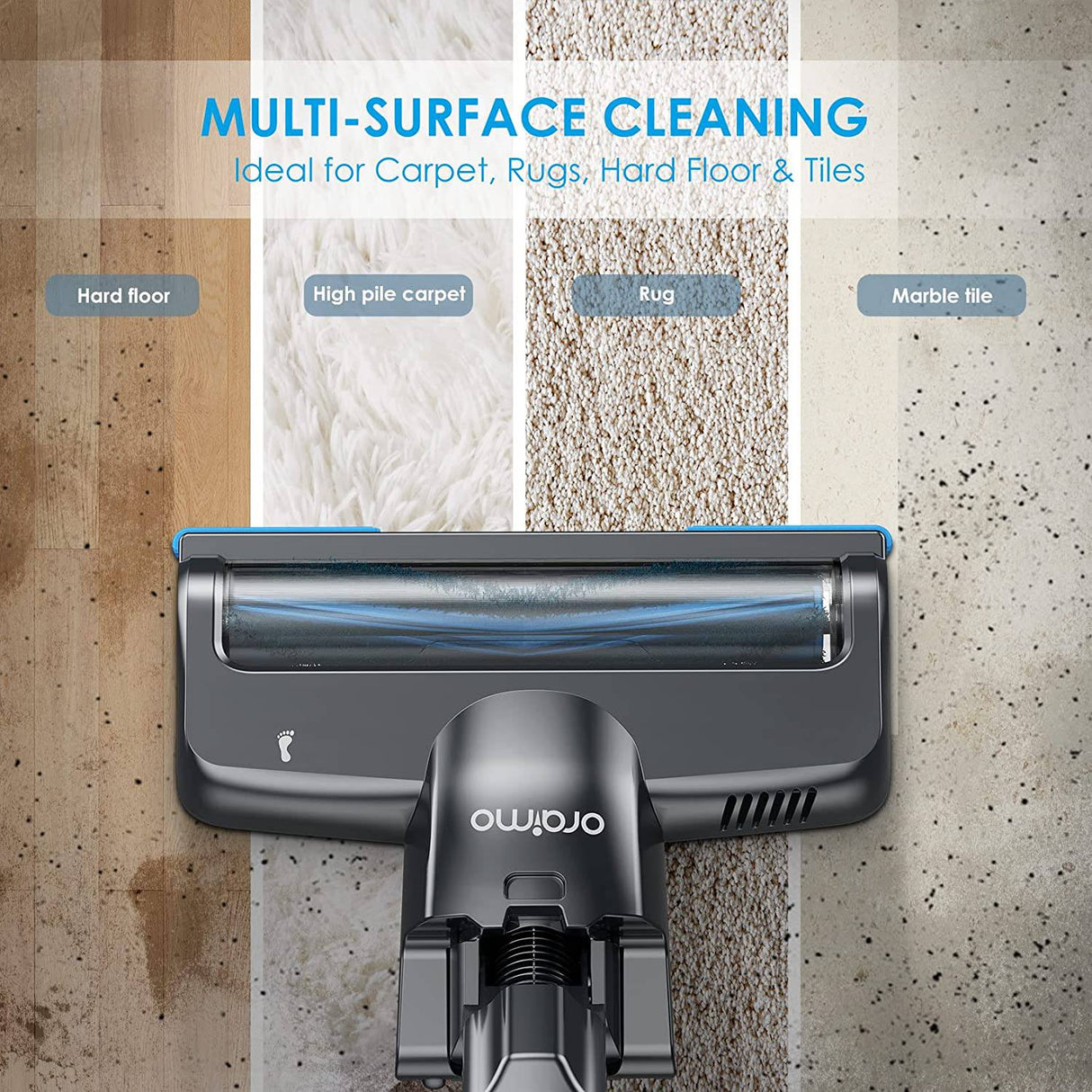 Aspiradora Oraimo Stick, aspiradora inalámbrica con autosoporte, aspiradora inalámbrica con batería desmontable de 35 minutos de funcionamiento, aspiradora liviana 4 en 1 con LED para piso de madera dura, alfombra, baldosas de mármol - DIGVICE MX