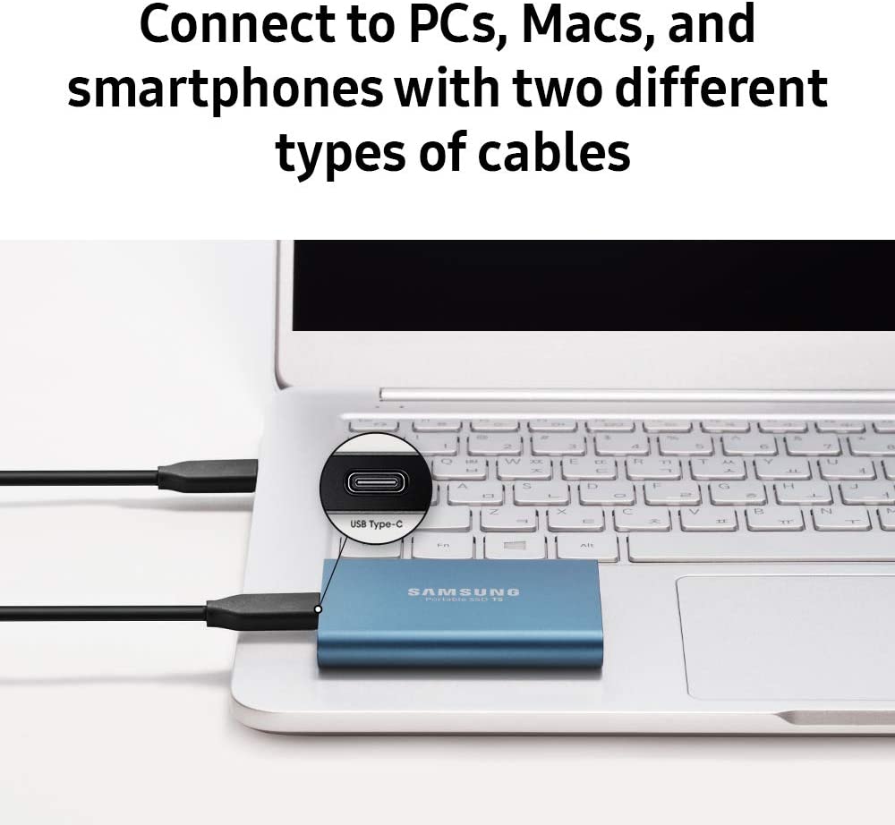 SAMSUNG T5 SSD portátil 1TB - Hasta 540MB/s - Unidad externa de estado sólido USB 3.1, negra (MU-PA1T0B/AM)