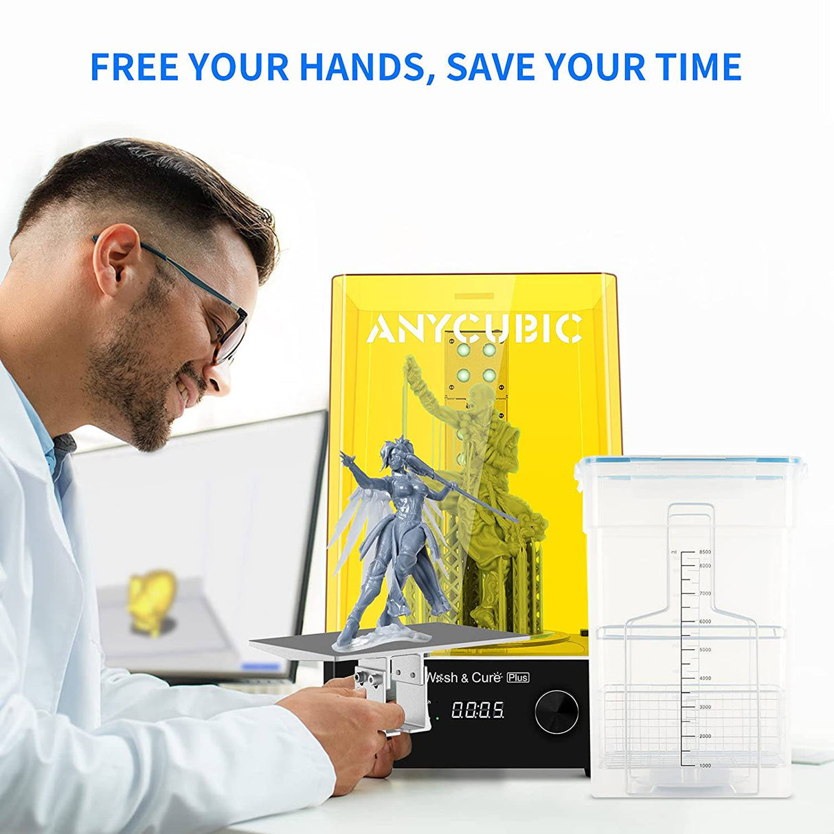 ANYCUBIC Wash and Cure Plus, la máquina de lavado y curado 2 en 1 más grande para modelos de impresora 3D LCD SLA Mono X Large con tira de luz de curado en forma de L y plataforma de curado giratoria y tamaño de lavado 192 mm x 120 mm x 290 mm - DIGVICE MX