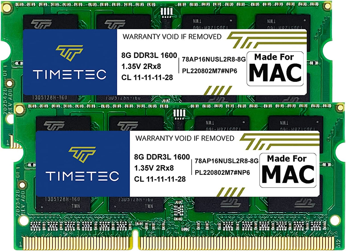 KIT de Memorias Timetec de 16GB (2x8GB) Compatible para Apple DDR3L 1600MHz