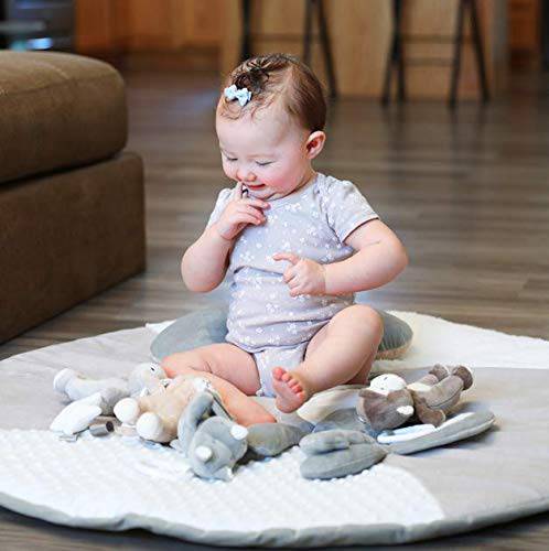 Gabby Grove Gentle Jungle - Gimnasio educativo para actividades de bebé y alfombrilla de juego infantil en gris, regalo de ducha para recién nacido con espejo, almohada para el tiempo boca abajo y juguetes en tonos neutros gris, blanco y crema - DIGVICE MX