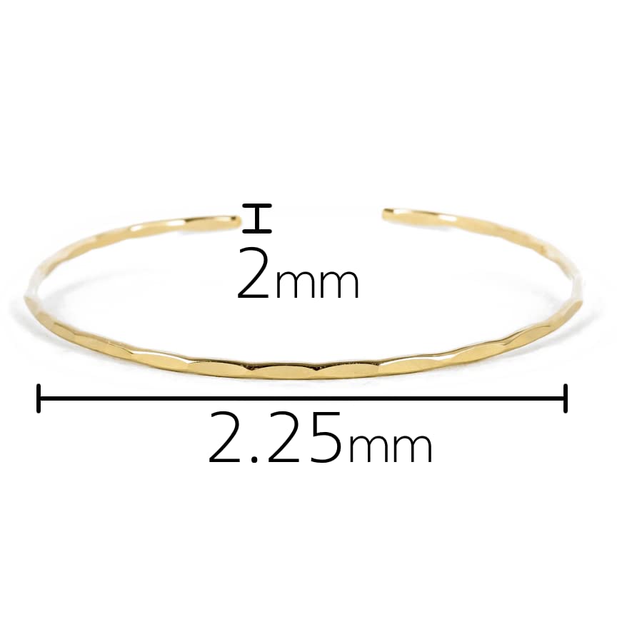 LOTUS STONE Brazalete martillado fino con relleno de oro de 14 quilates; Delicada pulsera apilable hecha a mano para mujer de Lotus Stone Design (pequeña, dorada) - DIGVICE MX