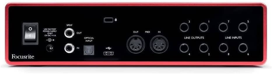 Focusrite Scarlett 18i8Interfaz de audio USB de 3.ª generación, para productores, músicos, bandas, creadores de contenido: alta fidelidad, grabación con calidad de estudio y todo el software que necesita para grabar