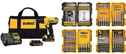 DEWALT DCD771C2 & DWA2FTS100 - Kit de taladro/destornillador inalámbrico de 20 V MAX con destornillador/juego de brocas, 100 piezas - DIGVICE MX