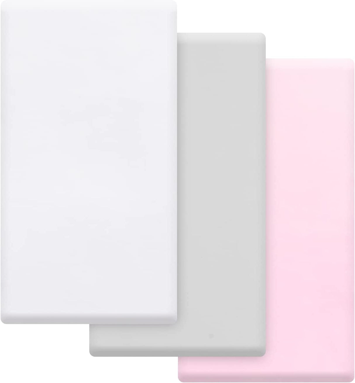 David's Kids Juego de sábanas cómodas para minicuna, paquete de 3 sábanas sedosas Pack N Play para bebés, ajuste universal para colchones Pack N Play, Playard y minicuna, blanco, gris claro y rosa - DIGVICE MX