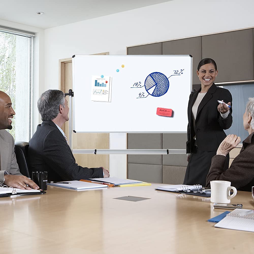 Pizarra blanca móvil magnética de doble cara Viz-pro Rm4836l