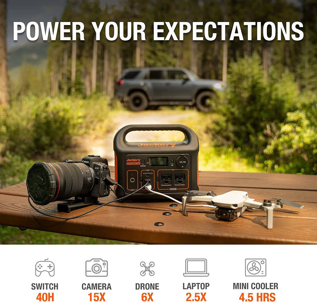 Jackery Portable Power Station Explorer 300, batería de litio de respaldo de 293 Wh, salida de CA de onda sinusoidal pura de 110 V/300 W, generador solar (panel solar no incluido) para exteriores, camping, viajes, caza, apagón - DIGVICE MX