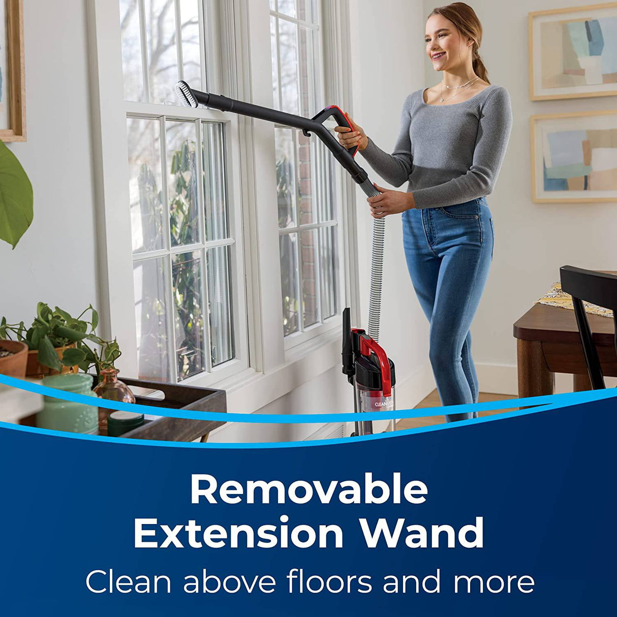 BISSELL CleanView Aspiradora vertical compacta, cabe en dormitorios y apartamentos, liviana con potente succión y varilla de extensión extraíble, 3508