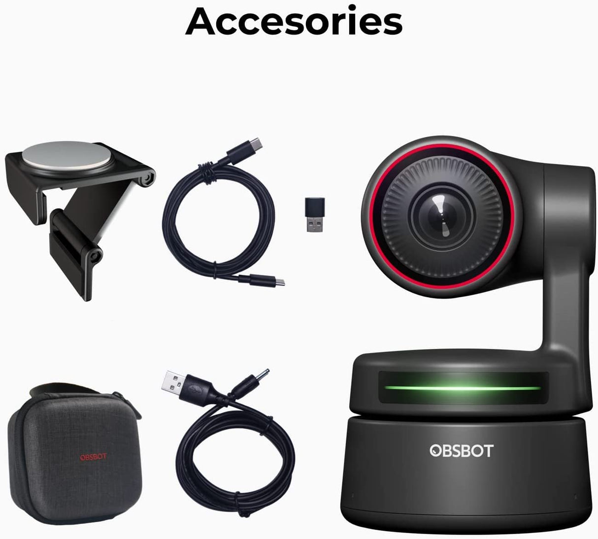 Cámara web OBSBOT Tiny PTZ 4K, encuadre y enfoque automático alimentados por IA, cámara de videoconferencia 4K con micrófonos omnidireccionales duales, seguimiento automático con cardán de 2 ejes, HDR, 60 FPS, corrección de poca luz, transmisión