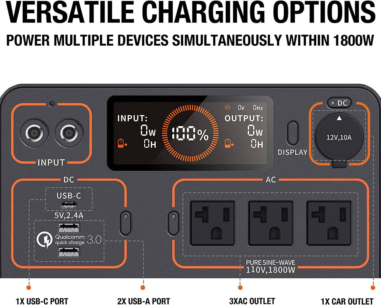 Jackery Portable Power Station Explorer 1500, generador portátil de 1534 Wh con 3 salidas de CA de 110 V/1800 W, para acampar al aire libre en RV/van, Overlanding - DIGVICE MX
