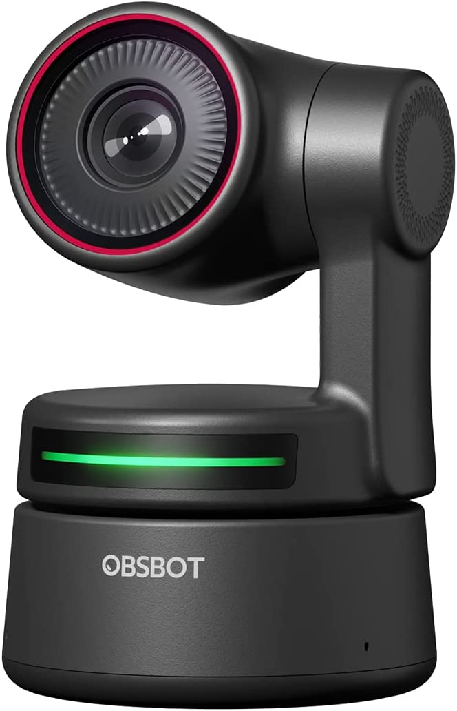 Cámara web OBSBOT Tiny PTZ 4K, encuadre y enfoque automático alimentados por IA, cámara de videoconferencia 4K con micrófonos omnidireccionales duales, seguimiento automático con cardán de 2 ejes, HDR, 60 FPS, corrección de poca luz, transmisión