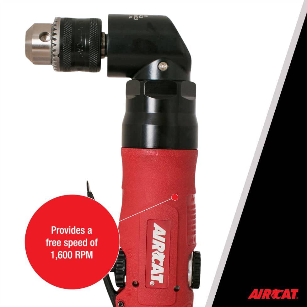 AIRCAT 4337: herramienta neumática de taladro en ángulo reversible de 3/8 pulgadas con motor de 1,600 RPM.75 HP - DIGVICE MX