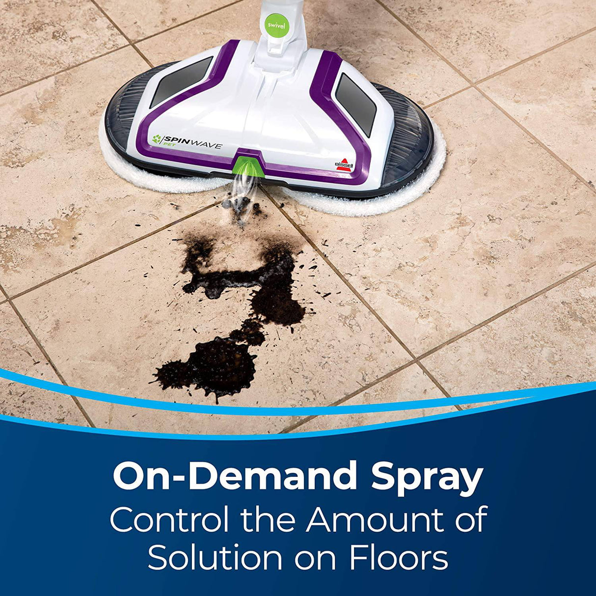 Bissell SpinWave PET Fregona giratoria para piso duro, 20399, blanco/negro