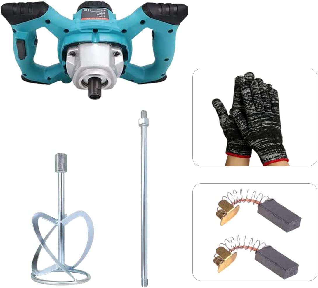 Mezclador de hormigón Maxgeen, mezclador de lodo eléctrico portátil de 2100 W para mezclar mortero, mezclador de pintura ajustable de 6 velocidades, mezclador de cemento de mano con guantes - DIGVICE MX