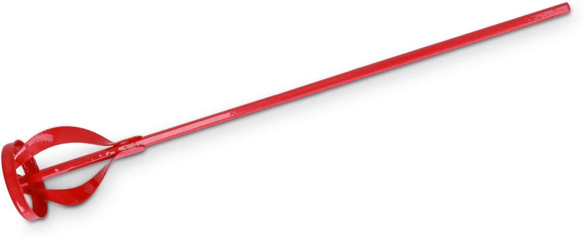 Navaris Mezclador de pintura para taladro - Paleta de mezcla de yeso y pintura resistente para taladros estándar - Herramienta mezcladora de pintura y enyesado (rojo) - DIGVICE MX