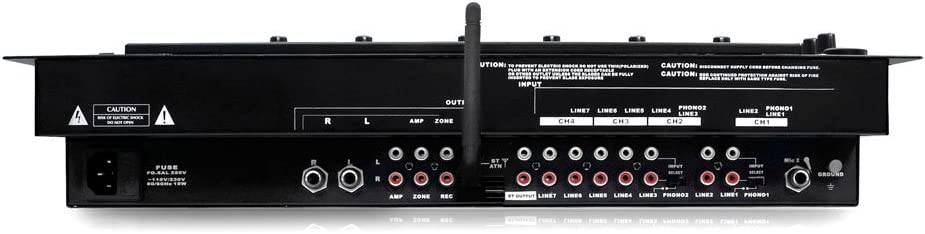 Pyle Mezclador de 6 canales, controlador de DJ Bluetooth, mezclador estéreo, sistema de sonido profesional, iluminación LED, mezclador de audio digital, sistema de mezcla digital, control de velocidad, sistema de montaje en rack 5U, PYD1964B.5