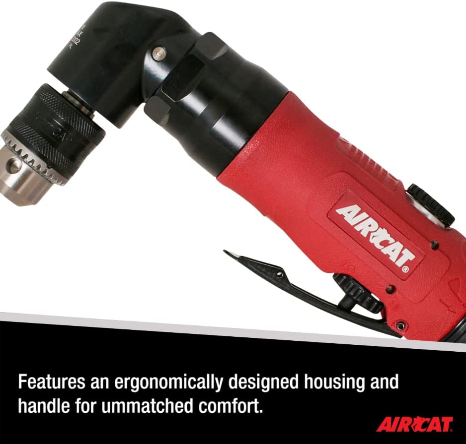 AIRCAT 4337: herramienta neumática de taladro en ángulo reversible de 3/8 pulgadas con motor de 1,600 RPM.75 HP - DIGVICE MX