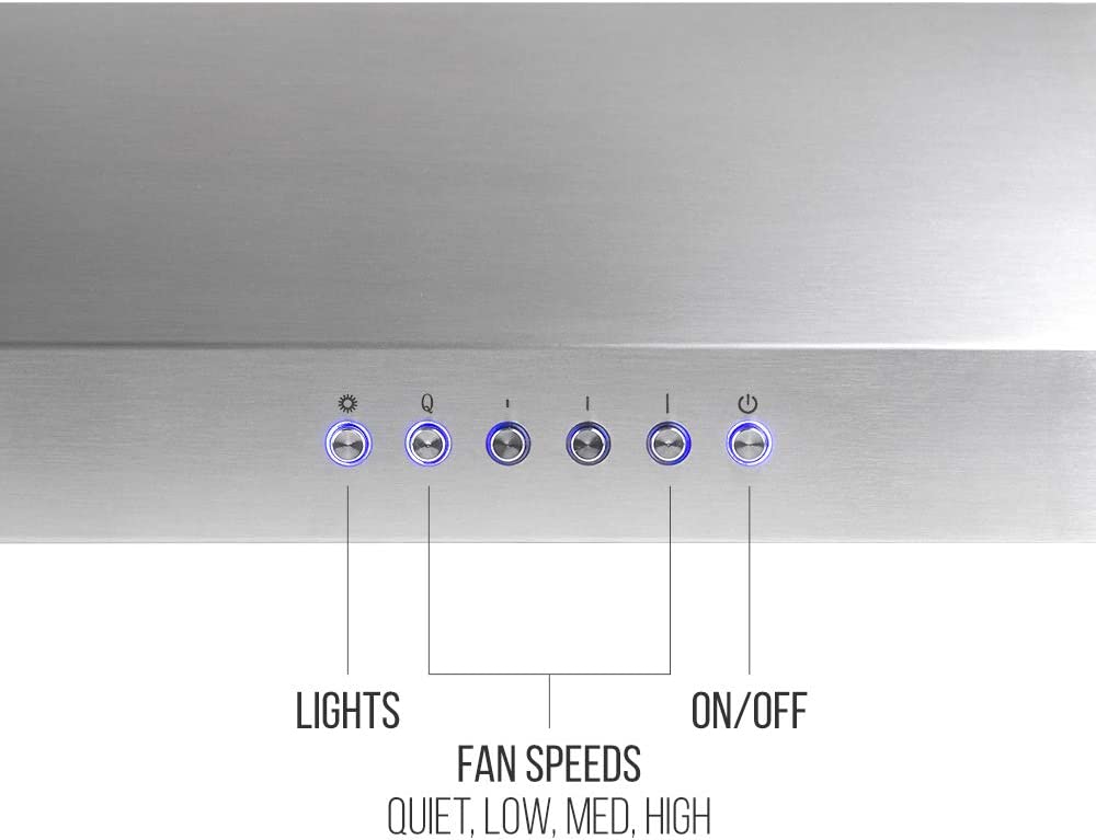 BV - Campanas extractoras de 30 pulgadas debajo del gabinete | Doble motor de extra alta potencia| Campana de cocina de acero inoxidable con luces LED | Campana extractora de cocina con conductos - DIGVICE MX