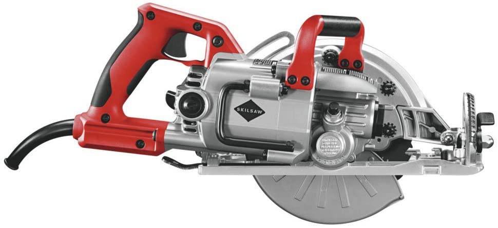 SKILSAW SPT77WML-01 Sierra circular de tornillo sin fin liviana de 15 amperios y 7-1/4 pulgadas, plateada - DIGVICE MX